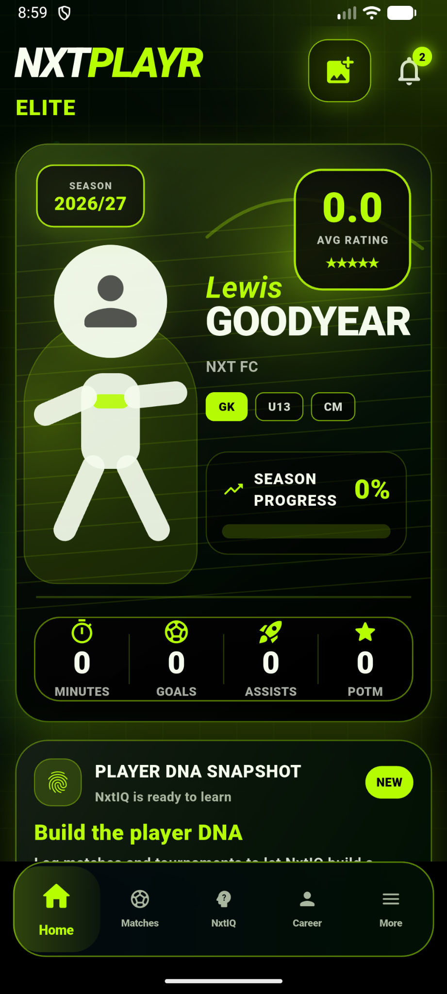 NxtPlayr home dashboard