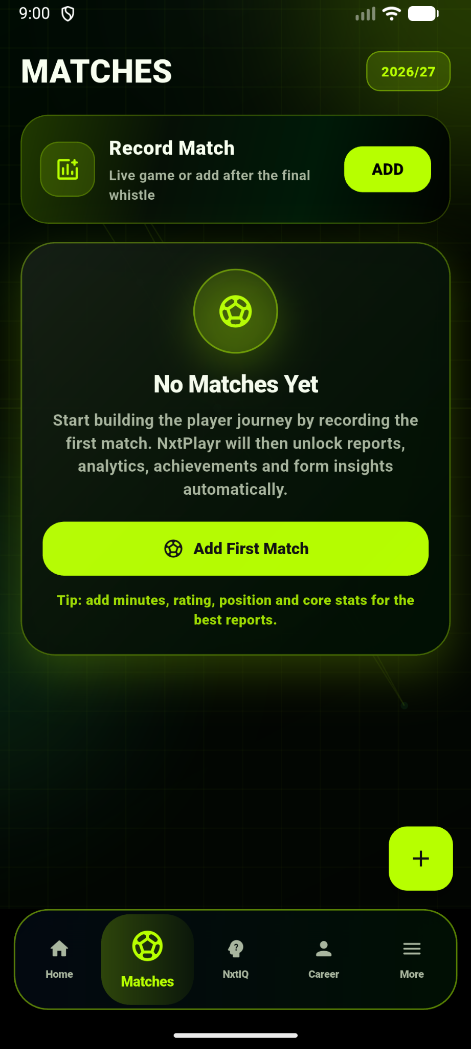 Matches screen
