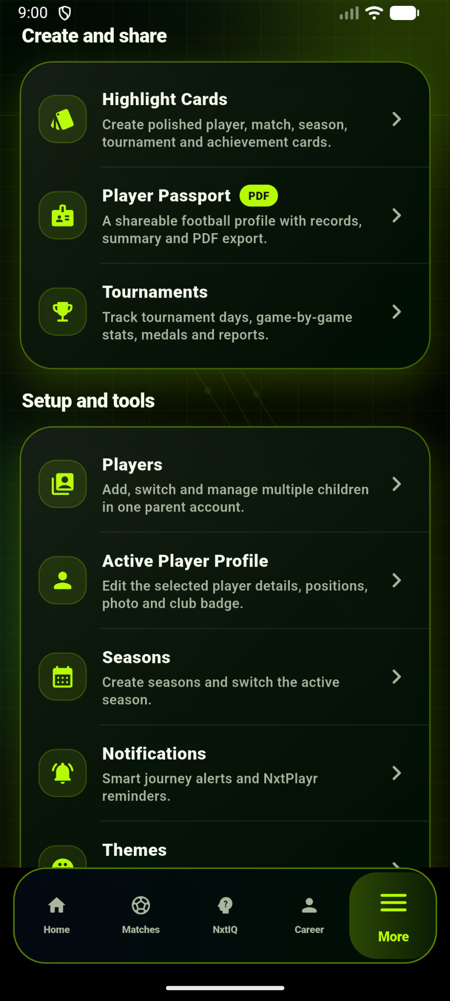 NxtPlayr tools screen