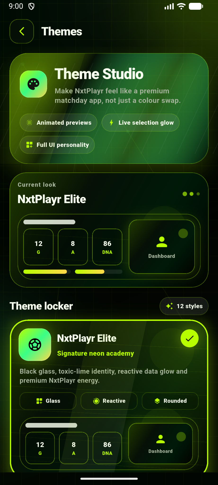 Theme Studio screen