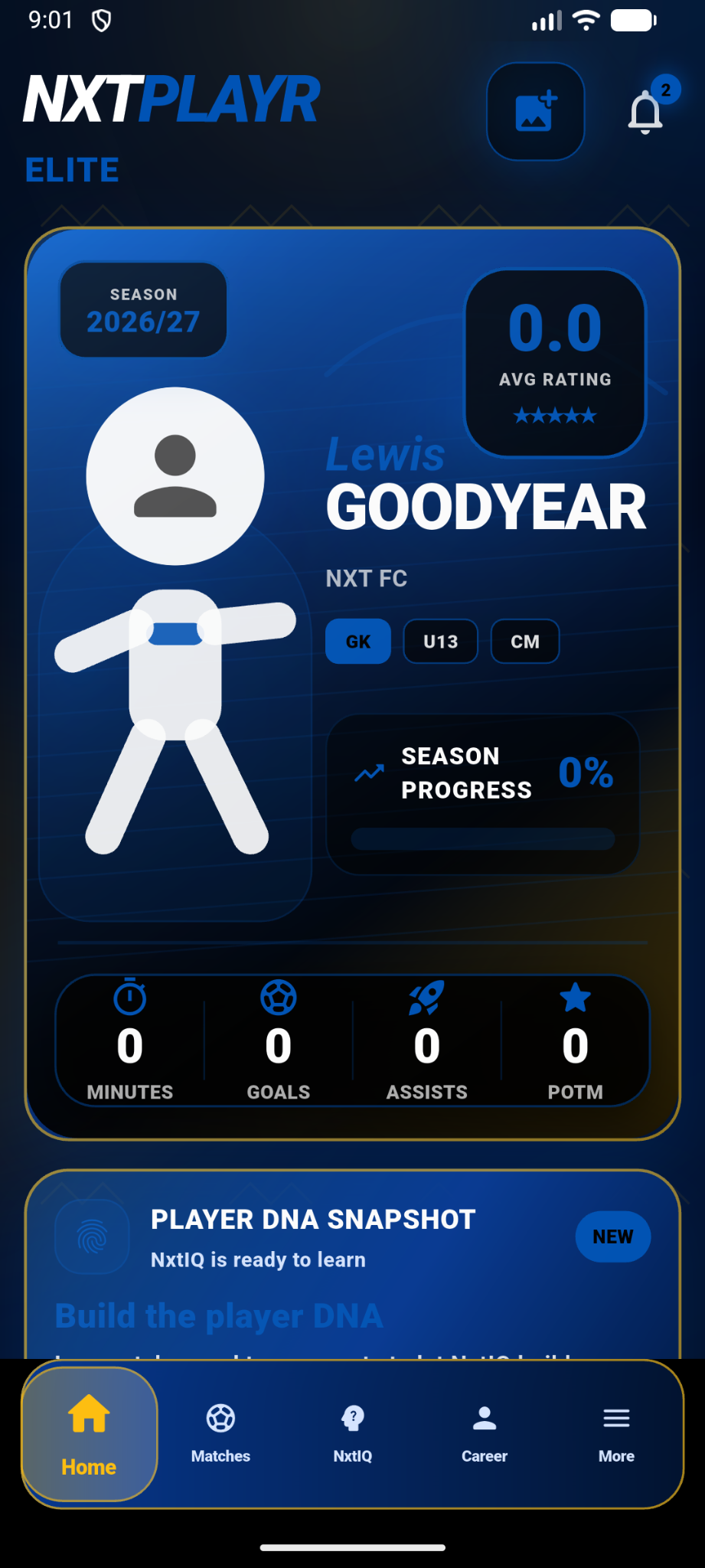 NxtPlayr blue gold theme