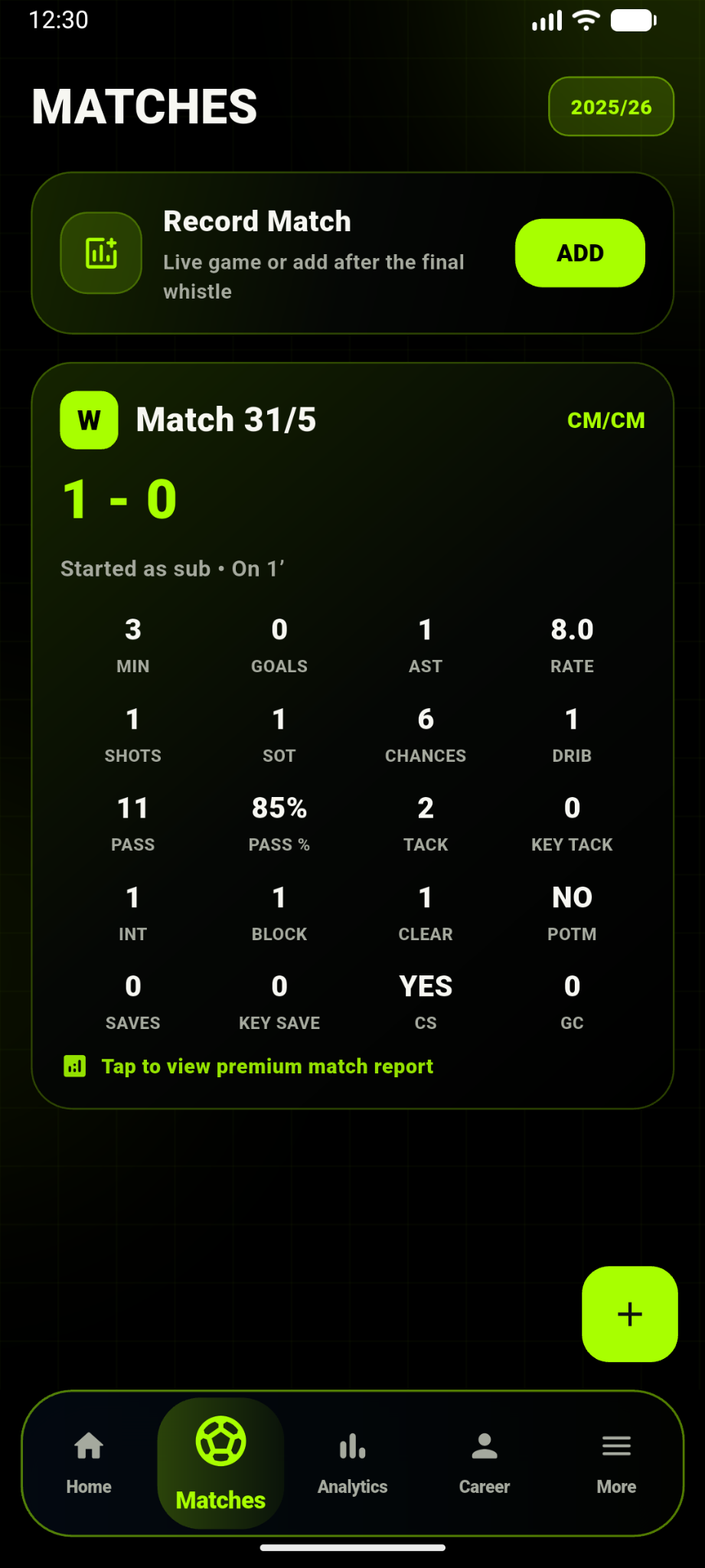 NxtPlayr Matches screen